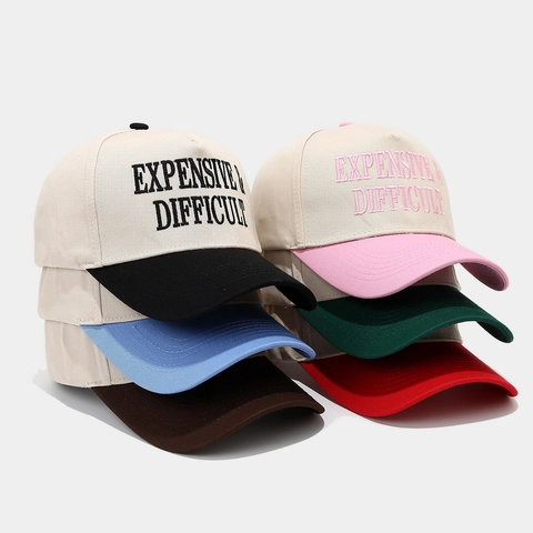 Letter Borduursel Baseballpet Katoen Color Block Verstelbaar Retro Streetwear Casual Zonbescherming Hoed Voor Heren Dames