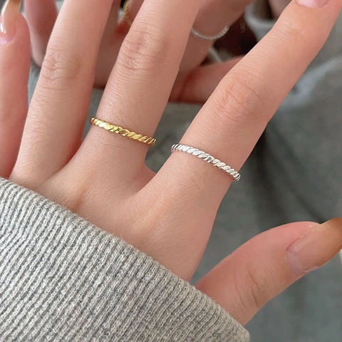 925 Sterling Silver Twisted Rope Ring Minimalist Woven Stackable Band Jewelry For Women Simple Elegant Style
