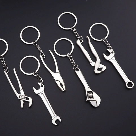 Simulation Mini Hardware Tool Keychain Zinc Alloy Wrench Hammer Pliers Creative Industrial Novelty Pendant Gift For Men