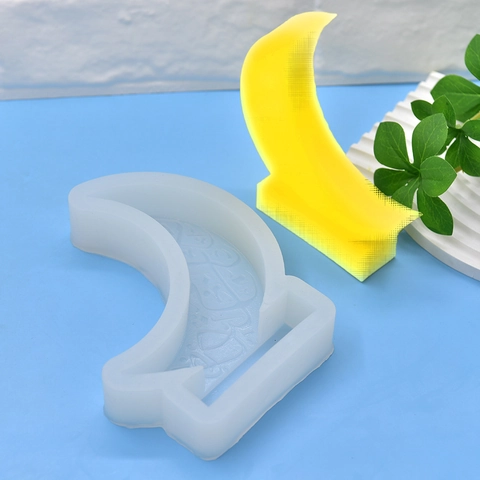 Crescent Moon Silicone Mold Arabic Calligraphy Embossed DIY Craft For Candle Soap Resin Plaster Baking Home Decor