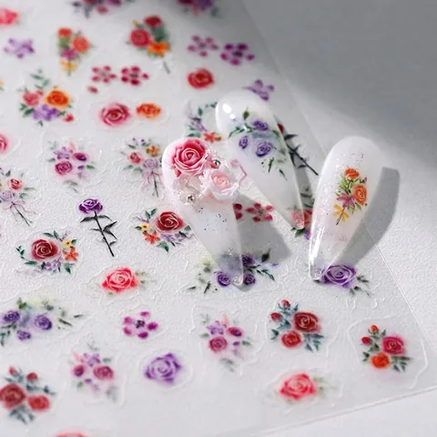 Adesivi Per Unghie Fiori Di Rosa Sfumati Decalcomanie Acquerello Autoadesivi Ultra Sottili Decorazione Per Manicure Per Donne