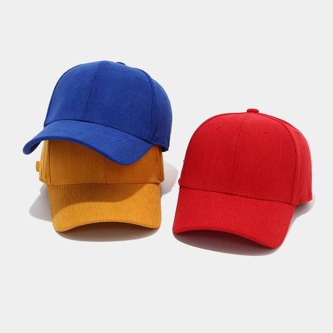 Corduroy Baseball Cap Vintage Solid Color Adjustable Strap Curved Brim Casual Retro Hat For Men Women