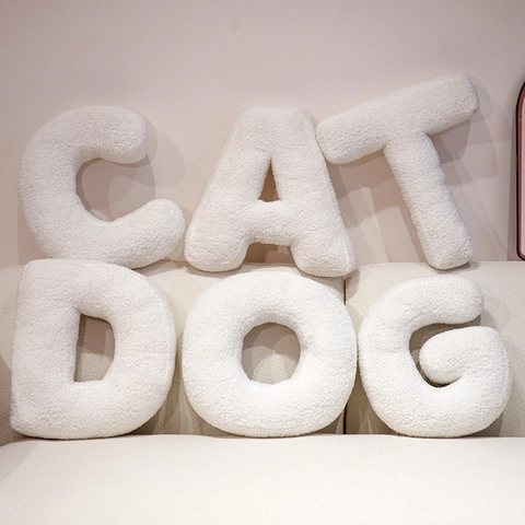 Alphabet Buchstaben Kissen Teddy Fleece Sherpa Plüschkissen Deko Weiches Spielzeug Sofa Zimmer Kinderzimmer Deko Modern