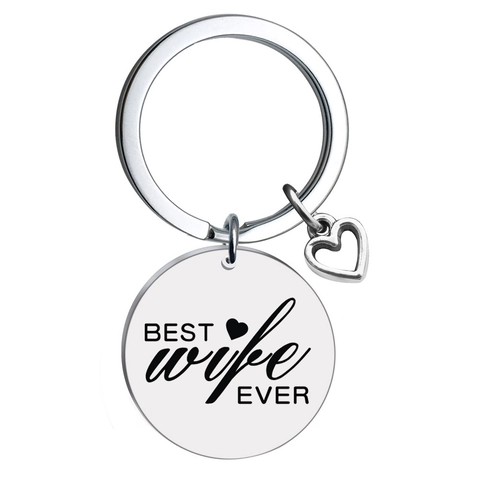 Stainless Steel Keychain Engraved Best Ever With Heart Charm Gift For Mom Wife Grandma Nana Mimi Gigi Polished Metal