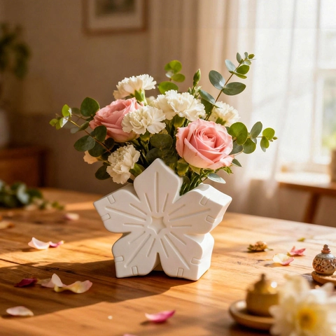 DIY Flower Basket Silicone Mold Splicing Petal Design For Resin Casting Plaster Vase Desktop Ornament
