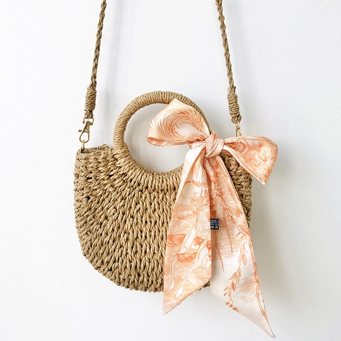 Narrow Long Scarf Twilly Hairband Imitation Satin Letter Floral Print Bag Handle Ribbon Hair Tie Neck Scarf Women