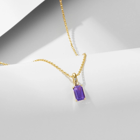 Collier Pendentif Améthyste Péridot Rectangulaire En Argent Sterling 925 Bijoux De Luxe Minimalistes Pour Femmes Cadeau