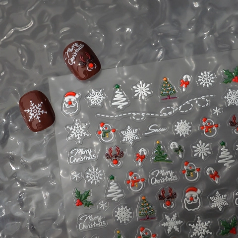 Adesivi Unghie Natale 5D Rilievo Babbo Natale Fiocchi Di Neve Renna Decorazione Natalizia Per Donne Ragazze