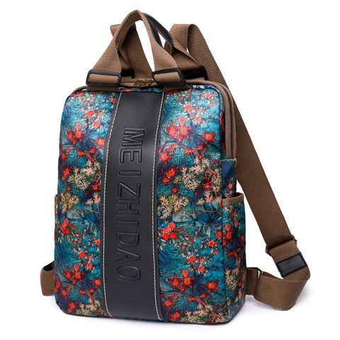 Damen Mode Rucksack Nylon Große Kapazität Ethno Druck Reise Schultasche Leicht Wasserdicht Funktional