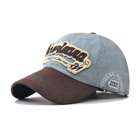 Vintage Americana Baseball Cap Washed Denim Patchwork Embroidery Retro Adjustable Outdoor Sun Hat For Men And Women