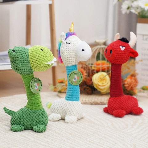 Giocattolo Sonoro Cane Peluche Dinosauro Unicorno Toro Cartone Animato Interattivo Resistente Ai Morsi Animali