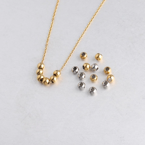 Cuentas Espaciadoras Redondas De Acero Inoxidable Lisas Pulidas Para Creación De Joyas DIY Accesorios