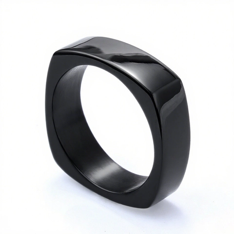 Anillo Cuadrado Acero Inoxidable Pulido Geométrico Punk Joyería Estilo Neutro Para Hombres Mujeres