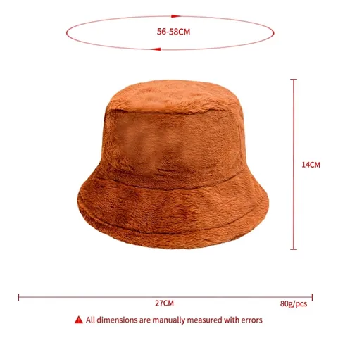 Women Faux Rabbit Fur Bucket Hat Thickened Warm Plush Winter Fisherman Hat With Adjustable String Chic Elegant