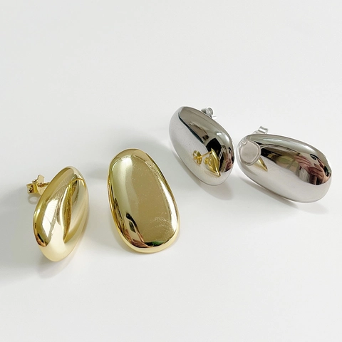 Orecchini A Lobo Fagiolo Ovali Minimalisti Argento Sterling 925 Lucidato A Specchio Goccia Gioielli Donna Stile Coreano