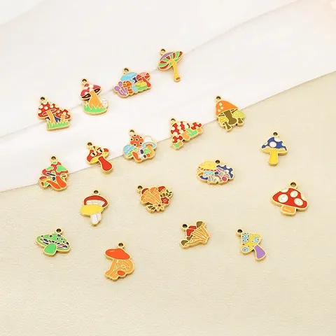 Ciondoli A Fungo In Acciaio Inossidabile Smalto Colorato Per Creazione Di Gioielli DIY Collane Braccialetti Accessori