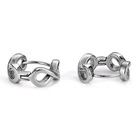 Minimalist Stainless Steel Infinite Symbol Figure 8 Stud Earrings For Men Women Geometric Polished Silver Ear Buckle Jewelry