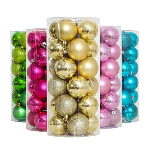 Palle Di Natale Plastica Galvanizzata Lucida Opaca Brillantini Decorazioni Appese Albero Vacanze Colorate Infrangibili