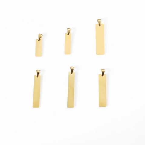 Stainless Steel Rectangle Bar Pendant Blank Engravable Tag Mirror Polished Minimalist DIY Jewelry Making Accessory