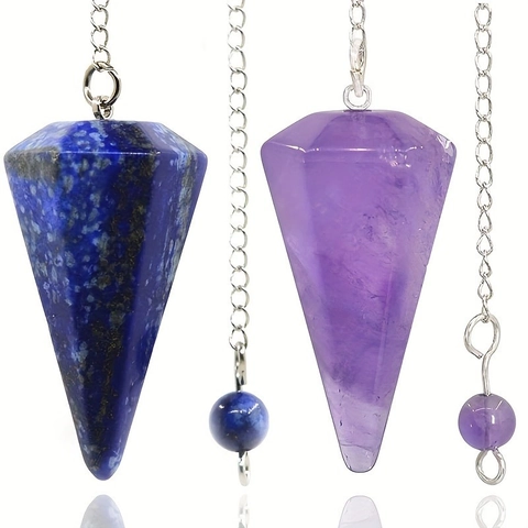 Péndulo Colgante Cristal Natural Cono Hexagonal Gema Puntiaguda Adivinación Reiki Piedra Curativa Cadena De Aleación