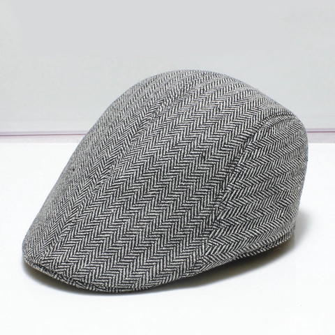 Gorra Newsboy Hombre Tweed Espiga Retro Británica Gorra Plana Casual Transpirable Protección Solar