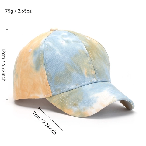 Tie Dye Baseball Cap Polyester Adjustable Breathable Sun Shade Hat Streetwear Unisex Multi Color Pattern