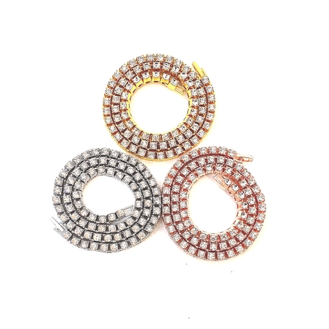 Collana a Catena Tennis Hip Hop in Lega con Zirconia Cubica Iced Out per Uomo Donna Gioielli di Moda Streetwear Regalo