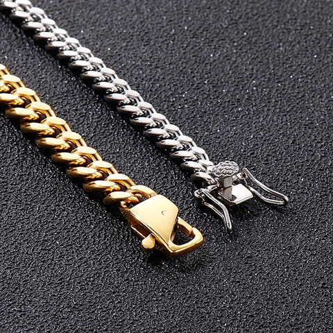 Collar Y Pulsera De Cadena De Eslabones Cubanos De Acero Inoxidable Hip Hop Punk Moda Simple Para Hombres