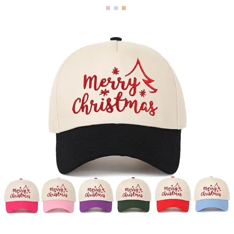 Weihnachts Baseball Cap Baumwolle Merry Christmas Stickerei Color Block Verstellbare Snapback Holiday Mütze Unisex