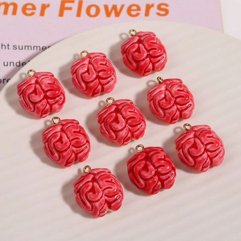 Ciondoli A Forma Di Cervello Resina DIY Gioielli Charms Per Orecchini Accessori Borsa Novità Design Anatomico