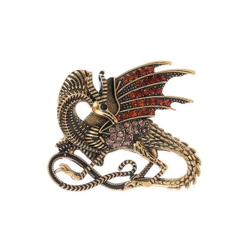 Vintage Dragon Brooch Pin Alloy Rhinestone Dinosaur Pterosaur Animal Shape Retro Jewelry Accessories Women Men