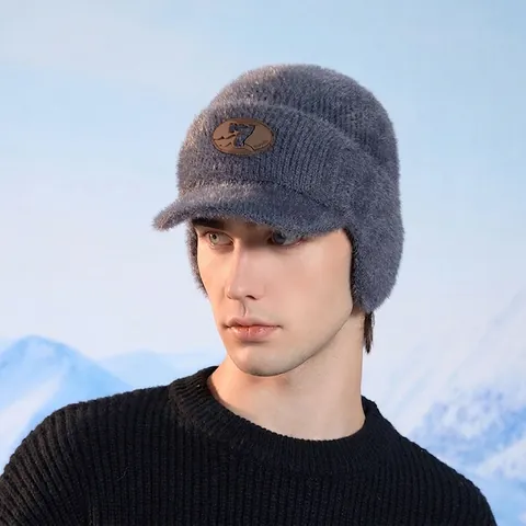 Herren Winter Ohrenschutz Baseballkappe Plüsch Warm Strickmütze Winddicht Outdoor Radfahren Kälteschutz Schirmmütze Kunstfell