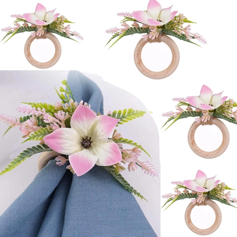 Artificial Flower Napkin Rings Elegant Handmade Rose Floral Holder For Wedding Banquet Hotel Dinner Table Decoration