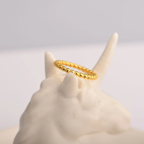 Minimalist Beaded Wave Ring Stainless Steel Gold Plated Bubble Ring For Women Fashion Stackable Jewelry