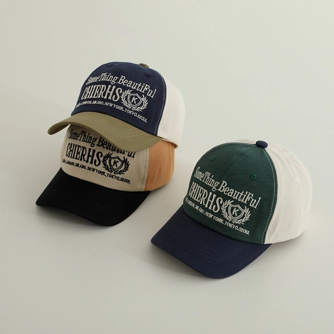 Cappello Da Baseball Bambini Cotone Blocchi Di Colore Ricamo Lettere Retro Cappellino Da Sole Regolabile Per Ragazzi E Ragazze Casual