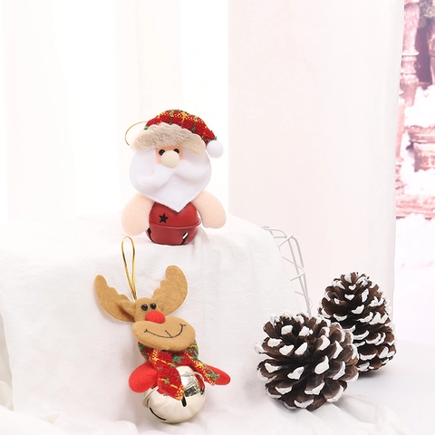 Ornamenti Campanella Natale Peluche Babbo Natale Pupazzo Neve Renna Decorazione Albero Festa Casa Stile Cartone