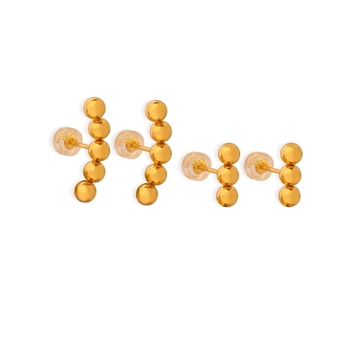 Titanium Steel Gold Plated Bead Stud Earrings Minimalist Geometric Round Ball Niche Design Jewelry For Women