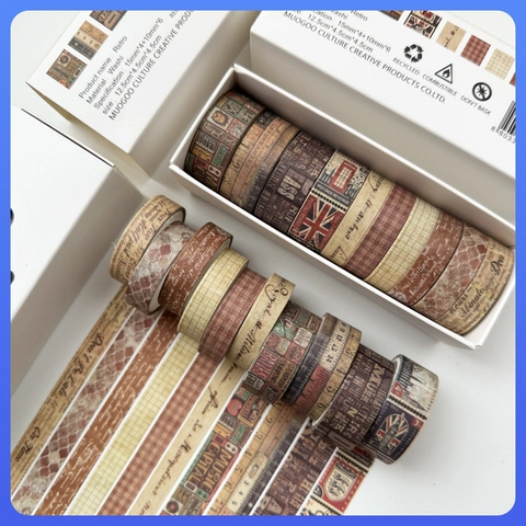 Washi Tape Dekoratives Klebeband Für Scrapbooking Journaling Retro Floral Gittermuster Papier Schreibwaren Deko