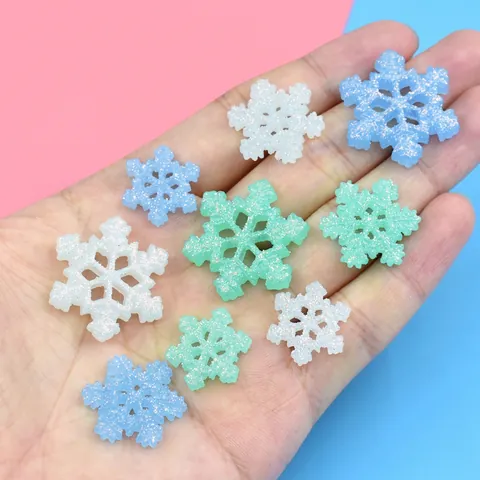 Ciondoli Fiocco Di Neve Luminosi Resina Glitter Natale DIY Decorazione Accessori Custodia Telefono Accessori Capelli Artigianato