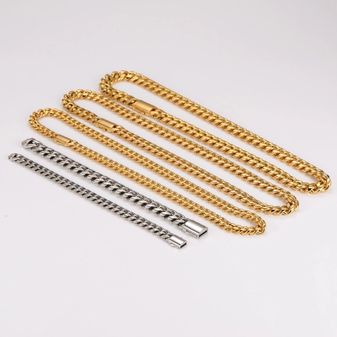 Collana E Bracciale Da Uomo Catena Cuban Link Acciaio Inossidabile 304 Stile Hip Hop Punk Gioielli Streetwear