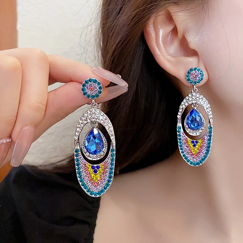 French Vintage Water Drop Stud Earrings With 925 Sterling Silver Earring Post Copper Inlaid Zircon Niche Elegant For Women