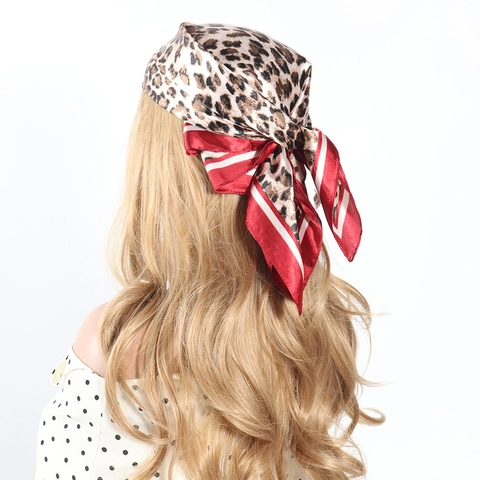 Luipaardprint Vierkante Sjaal Satijnlook Hoofddoek Haar Bandana Halssjaal Retro Elegant Voor Dames Tas Decoratie