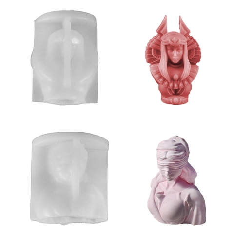 Siliconen Mal 3D Buste Egyptische Koningin En Godin Van Justitie Voor DIY Geurkaarsen Maken Hars Gieten Gips Ornament