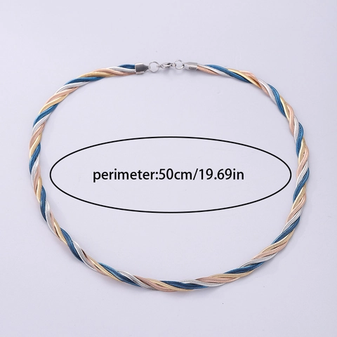 Twist Snake Chain Necklace Stainless Steel Multicolor Braided Mixed Colors Jewelry For Women Fashion Casual