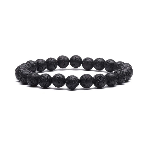 Bracciale Di Perle In Pietra Naturale Roccia Lavica Occhio Di Tigre Agata Tondo Elastico Energia Guarigione Gioielli Per Donna Uomo