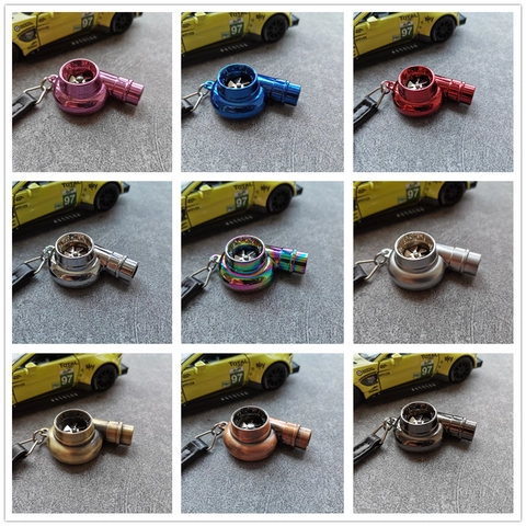 Llavero de Turbocompresor Creativo de Aleación de Zinc Metal Simulación de Aspas de Turbina Silbato Giratorio Accesorio de Coche Llavero para Fans de Coche Regalo