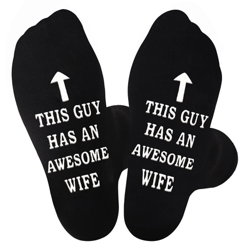 Dieser Typ Hat Eine Tolle Ehefrau Lustige Socken Mit Buchstabenaufdruck Rutschfeste Atmungsaktive Baumwollmischung Crew Socken Für Männer Frauen Geschenk