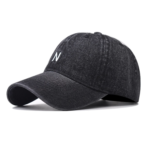 Berretto Da Baseball In Denim Lavato Retrò Lettera N Ricamata Regolabile Cappello Parasole Outdoor Unisex Traspirante