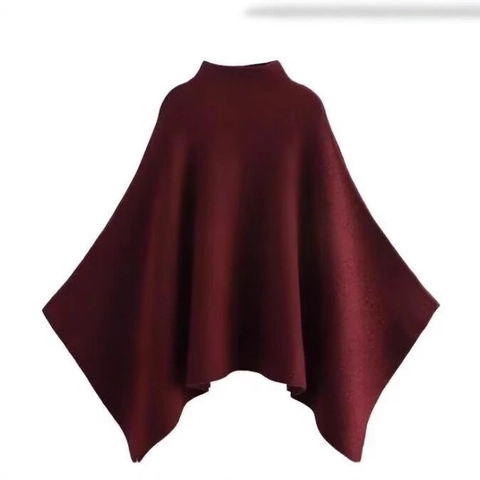 Strick Poncho Cape Damen Asymmetrische Kurze Jacke Stehkragen Ärmellos Einfarbig Elegante Herbst Mode Wickel