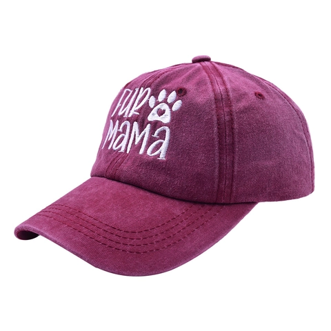 Gorra Béisbol Algodón Lavado Bordado Fur Mama Huella De Pata Vintage Distressed Dad Hat Ajustable Transpirable Sombrero Sol